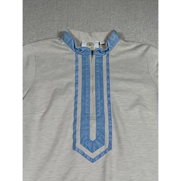 Nicoblue Womens Small Cream Blue 1/4 Zip Long Sleeve Pullover Casual Top Soft - Picture 10 of 10